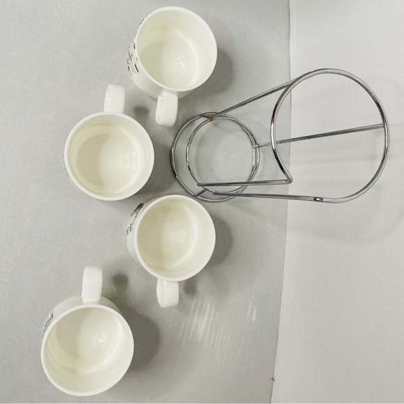 Pikes Peak Colorado Stackable expresso tea mugs cups with silver metal holder - Picture 4 of 4